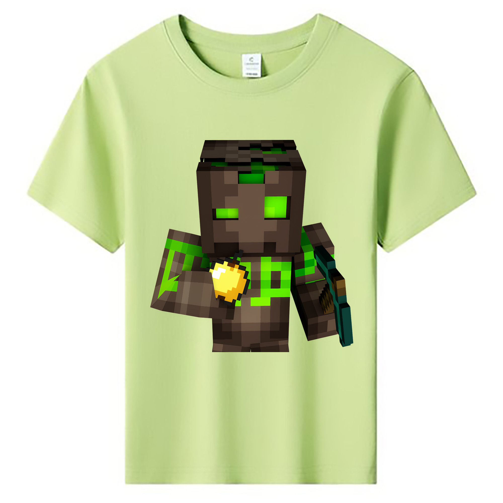 （画像用） マインクラフト ブロックの世界 Minecraft MC Block world 綿100％キッズTシャツ（フロントプリント）